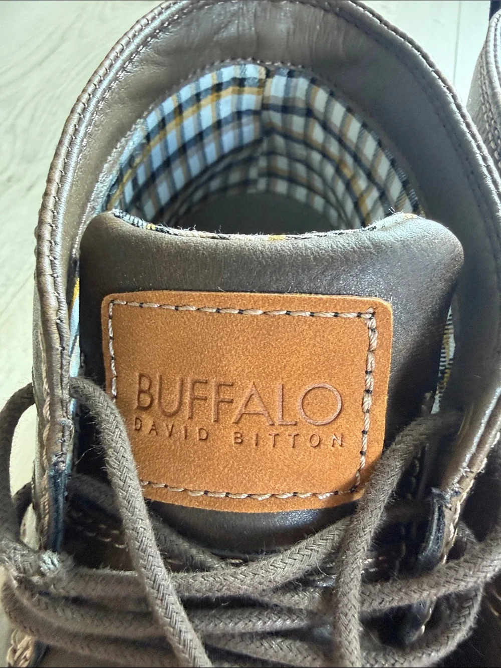 Buffalo David Bitton Men's Brown Leather Casual Lace-Up Shoes